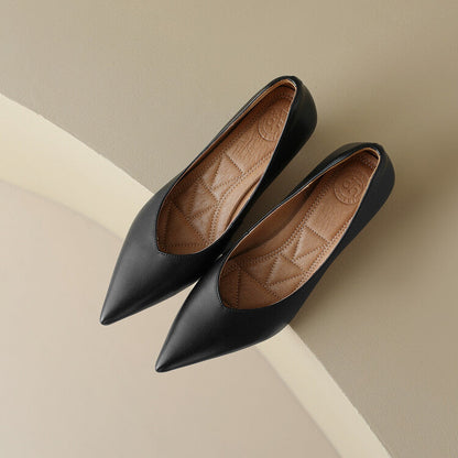 Demi | Women's Pointed Toe Pumps Low Kitten Heel Slip On Shoes