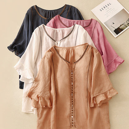 Denise | Pattern Ruffle Sleeve Blouse