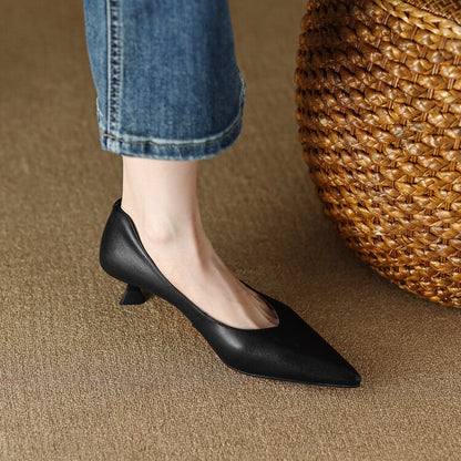 Demi | Women's Pointed Toe Pumps Low Kitten Heel Slip On Shoes