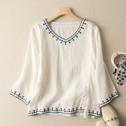 Thea | Pattern V-Neck Blouse