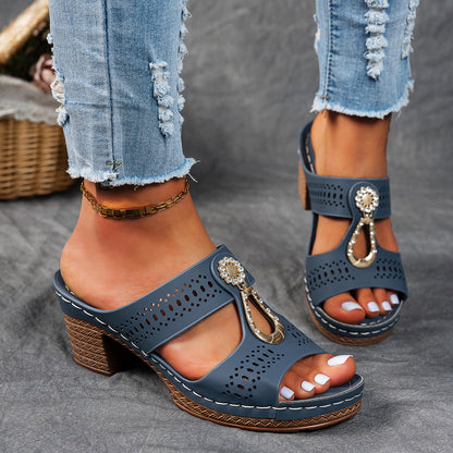 Natasha | Women's Orthopedic Rhinestone Flat Sandals