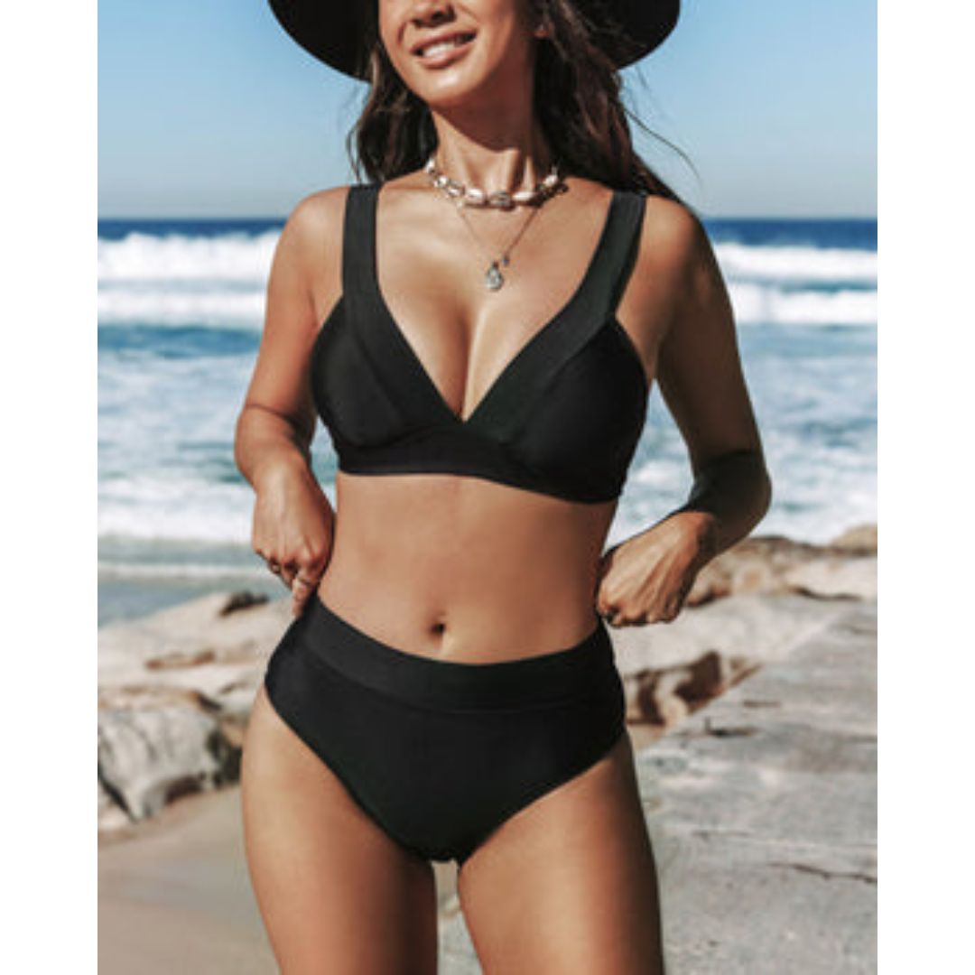 Beatrice | Solid High Waist Swimsuit
