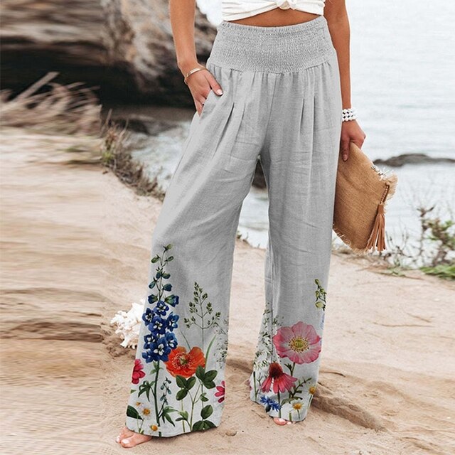 Nicolina™ | Women's Floral Wide Leg Pants High Waist Everyday Summer