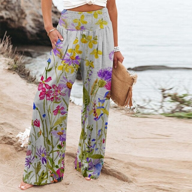 Nicolina™ | Women's Floral Wide Leg Pants High Waist Everyday Summer