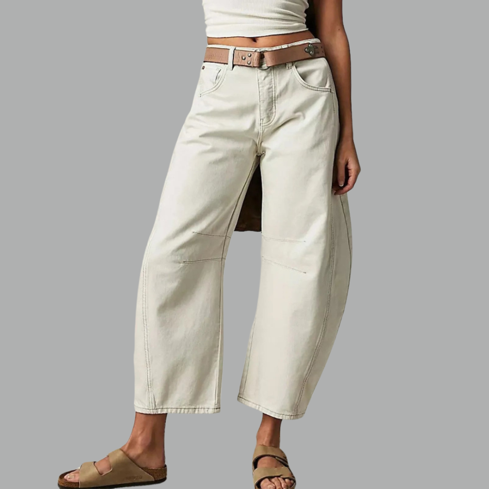 Grainne | Women's High Waist Barrel Leg Jeans Easy-Fit Denim