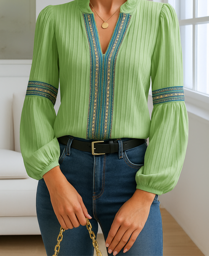 Lydia | Vintage V-Neck Blouse