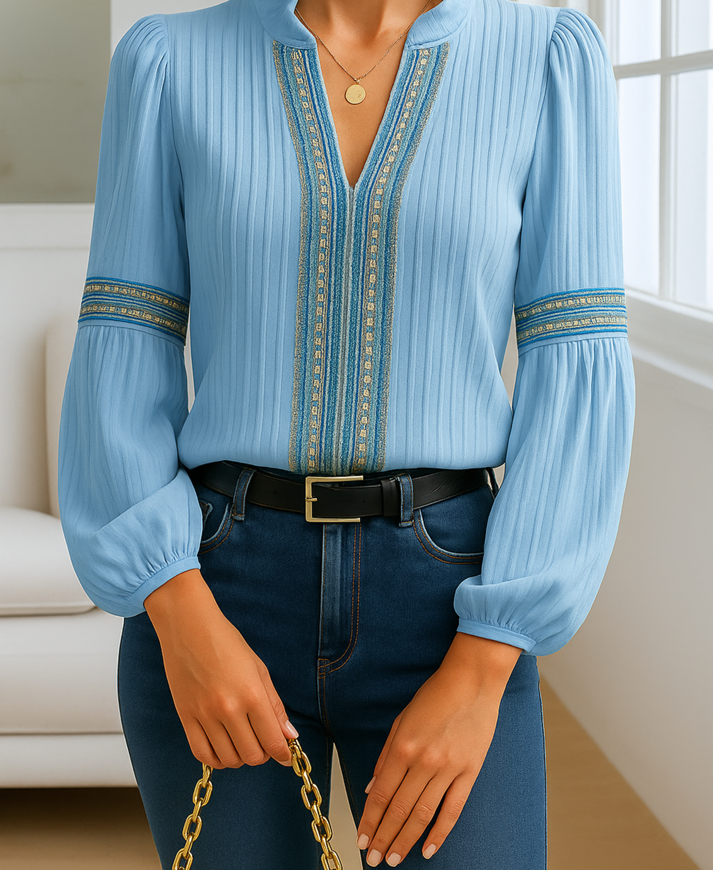 Lydia | Vintage V-Neck Blouse
