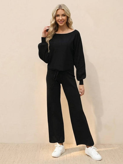 Hayley | Women's Wide-Leg Lounge Pants & Cropped Sweatshirt Set