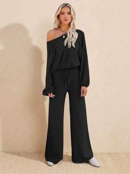Hayley | Women's Wide-Leg Lounge Pants & Cropped Sweatshirt Set