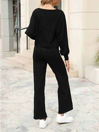 Hayley | Women's Wide-Leg Lounge Pants & Cropped Sweatshirt Set