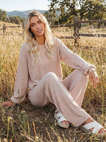 Hayley | Women's Wide-Leg Lounge Pants & Cropped Sweatshirt Set