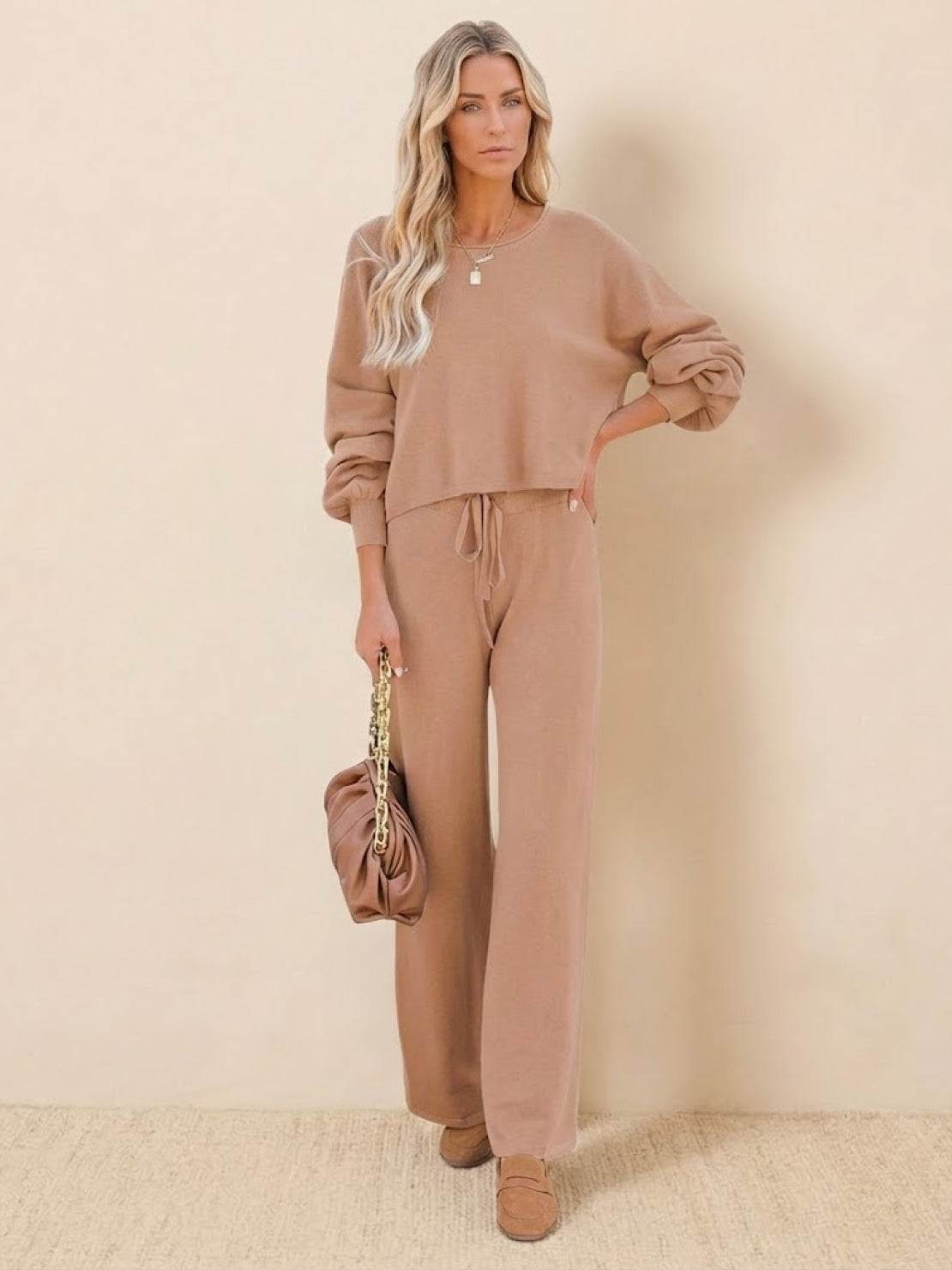 Hayley | Women's Wide-Leg Lounge Pants & Cropped Sweatshirt Set
