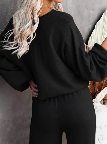 Hayley | Women's Wide-Leg Lounge Pants & Cropped Sweatshirt Set