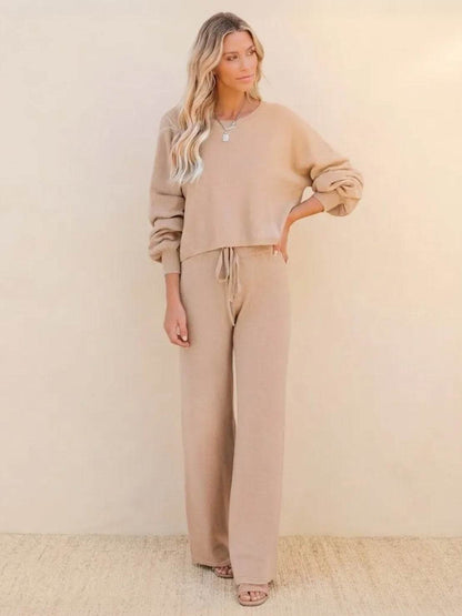 Hayley | Women's Wide-Leg Lounge Pants & Cropped Sweatshirt Set
