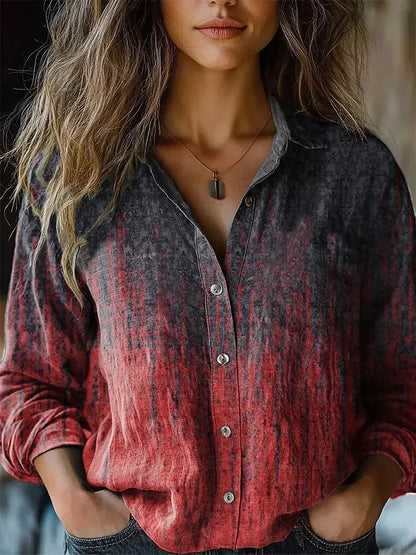 Yarri | Women's Vintage Floral Print Long Sleeve Button-Down Shirt
