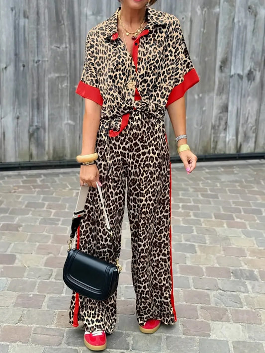 Caitlin | Fluid Leopard Print Wide Ensemble