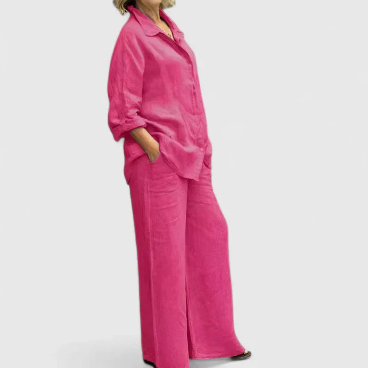 Roslyn | Women's Wide Leg Pants & Button-Down Shirt Two-Piece
