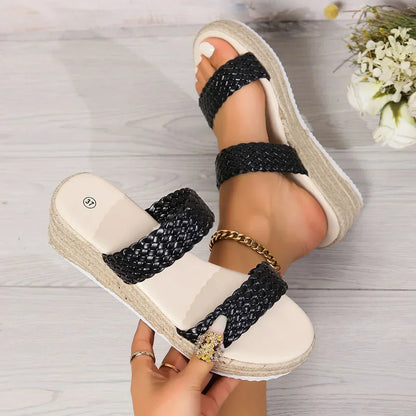 Hedy | Women's Woven Platform Flat Sandals