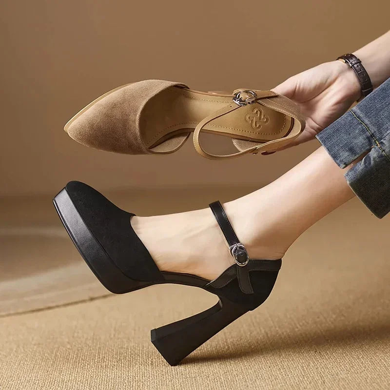 Tatiana | Women's Platform Block Heel Pumps Ankle Strap High Heels