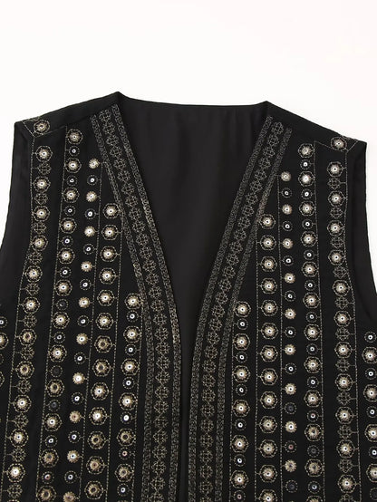Mireille™ | Sequin Pattern Boho Vest