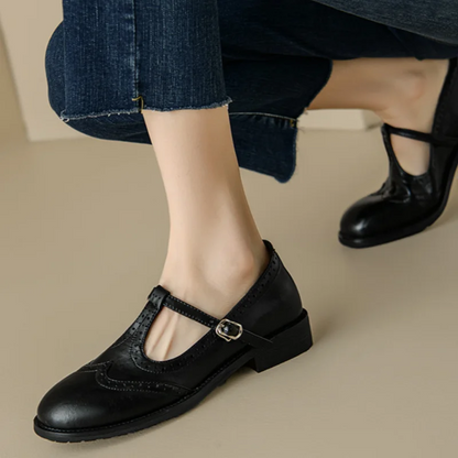 Winifred | Women's T-Strap Mary Jane Shoes Low Block Heel Buckle