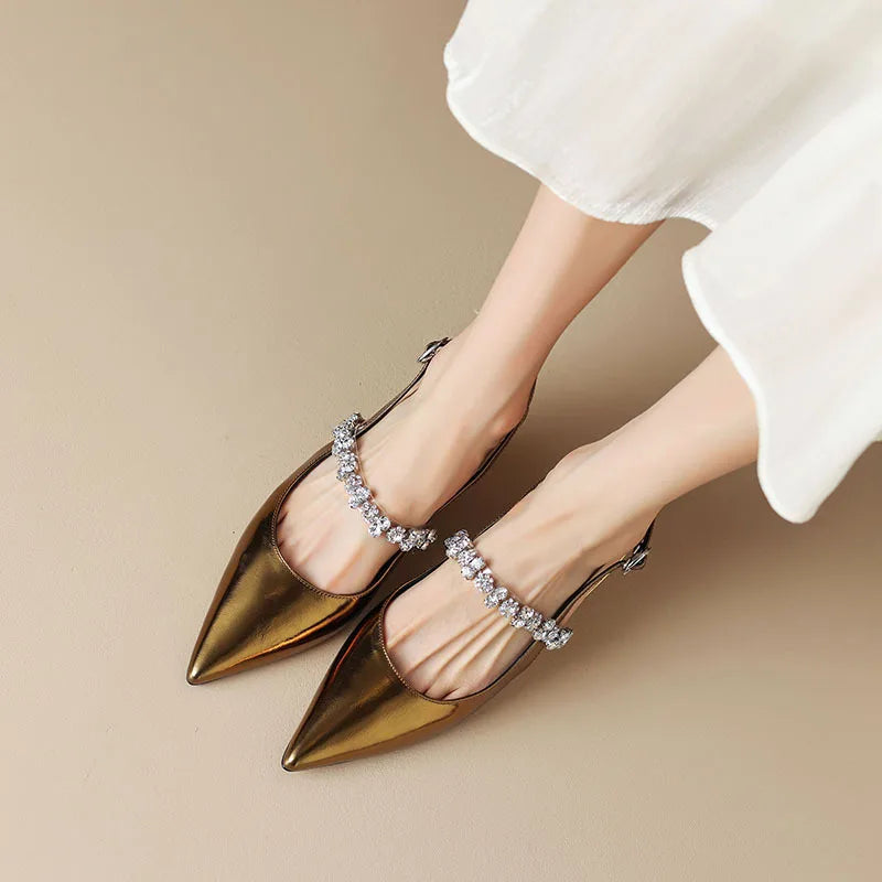 Allison | Women's Crystal Strap Slingback Heels Pointed Toe Pumps