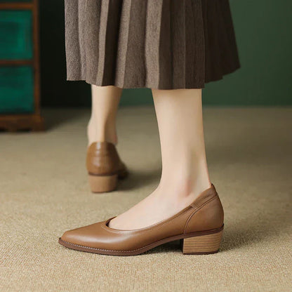 Tamika | Women's Pointed Toe Block Heel Pumps Slip On Mid Heel Shoes