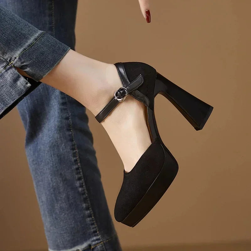 Tatiana | Women's Platform Block Heel Pumps Ankle Strap High Heels