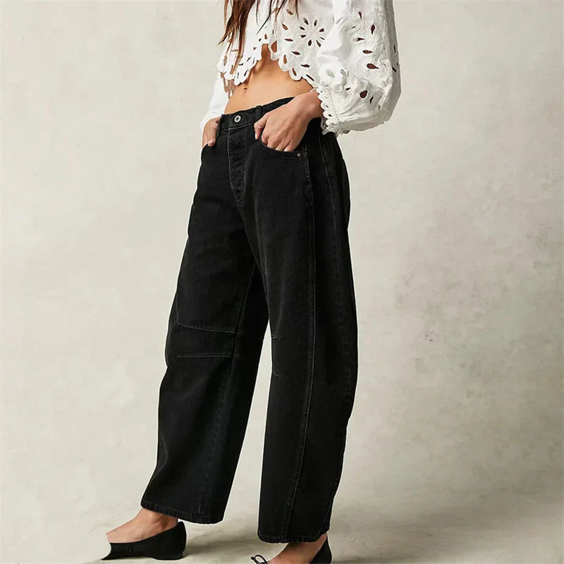 Grainne | Women's High Waist Barrel Leg Jeans Easy-Fit Denim