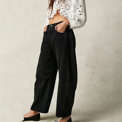 Grainne | Women's High Waist Barrel Leg Jeans Easy-Fit Denim