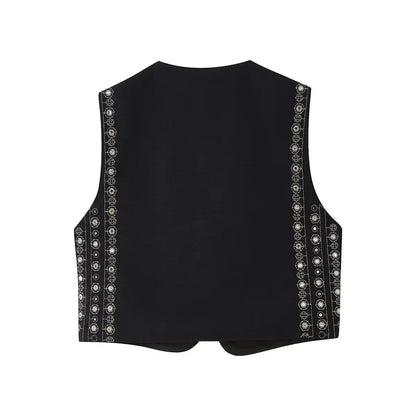Mireille™ | Sequin Pattern Boho Vest