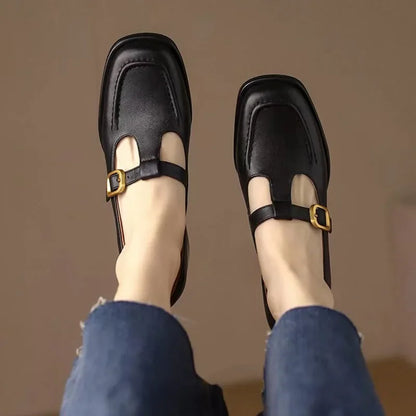 Corinna | Women's T-Strap Mary Jane Shoes Square Toe Low Block Heel