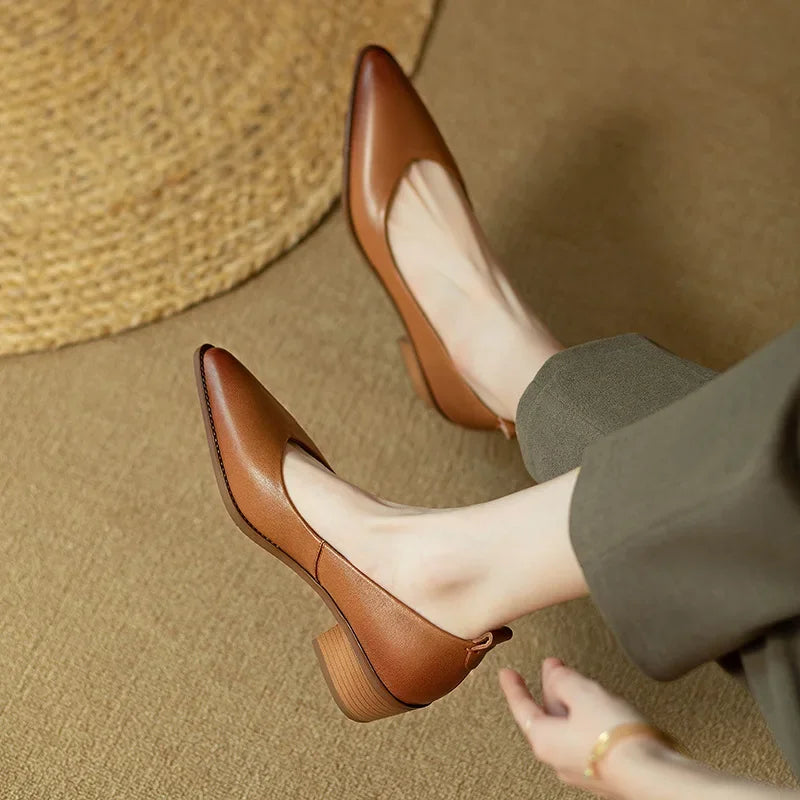 Brianna | Women's Block Heel Pumps Pointed Toe Slip On Work Shoes