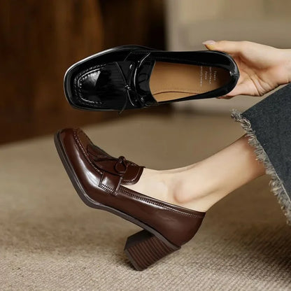 Alannah | Women's Tassel Loafer Pumps Block Heel Round Toe Heels