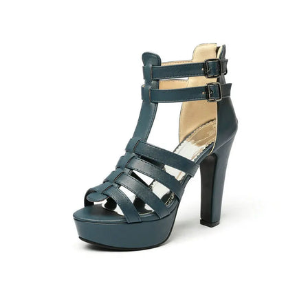 Mia | Women's Leather Platform Flat Sandals Wide Fit