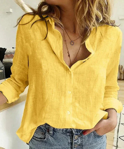 Lydia | Women's Button-Down Shirt Long Sleeve Bird Print Blouse