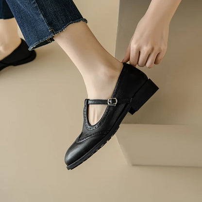 Winifred | Women's T-Strap Mary Jane Shoes Low Block Heel Buckle