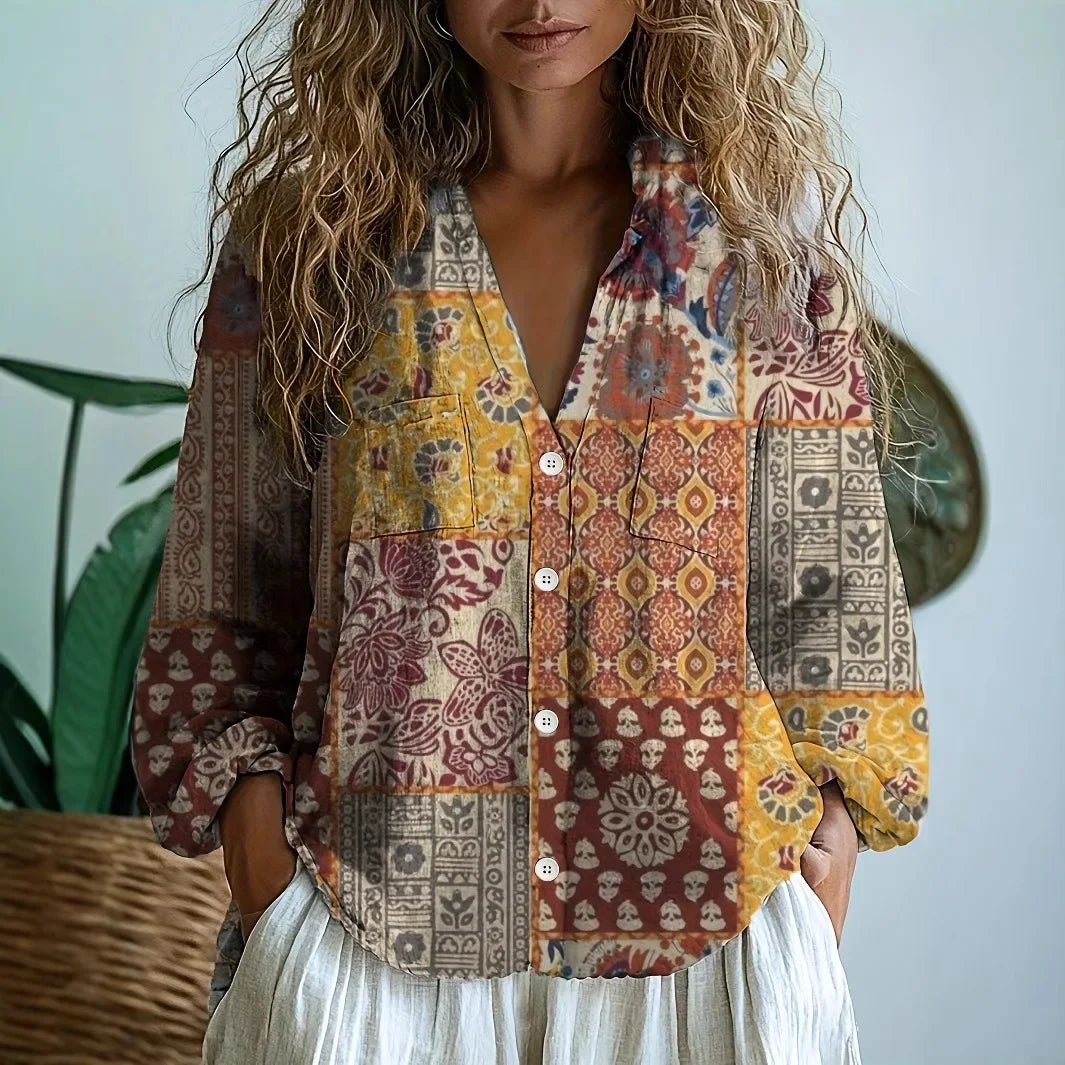 Heather | Relaxed Blouse with Nature Print