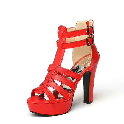 Mia | Women's Leather Platform Flat Sandals Wide Fit