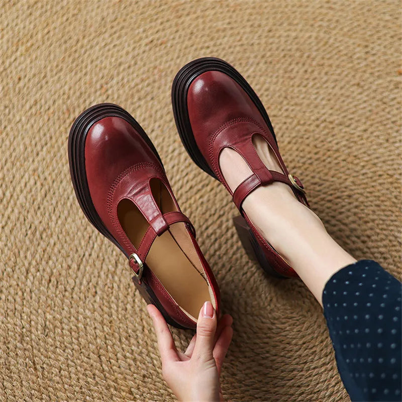 Brenda2™ | Women's Chunky Block Heel Mary Jane Pumps Round Toe Strap