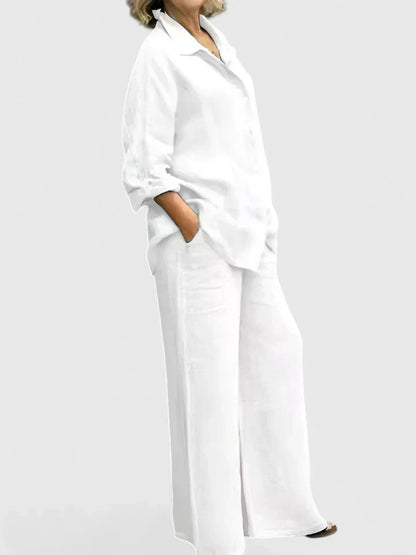 Roslyn | Women's Wide Leg Pants & Button-Down Shirt Two-Piece