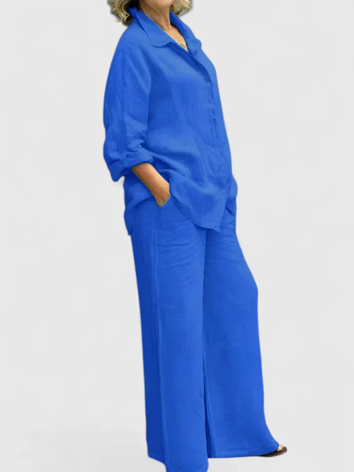 Roslyn | Women's Wide Leg Pants & Button-Down Shirt Two-Piece