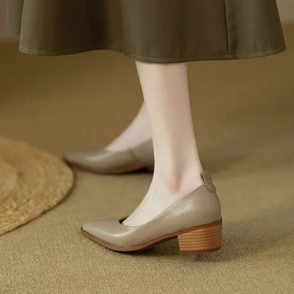 Brianna | Women's Block Heel Pumps Pointed Toe Slip On Work Shoes