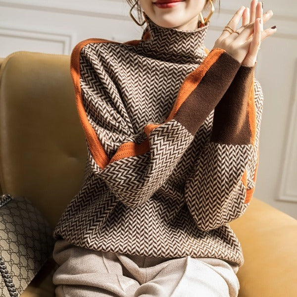 Sera | Herringbone Luxe Turtleneck