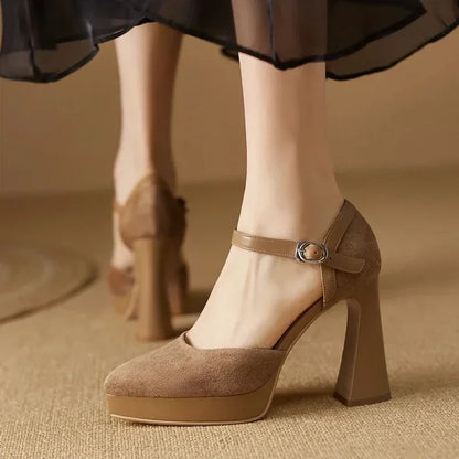 Tatiana | Women's Platform Block Heel Pumps Ankle Strap High Heels