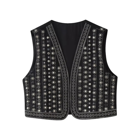Mireille™ | Sequin Pattern Boho Vest