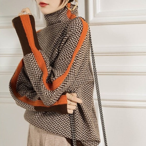 Sera | Herringbone Luxe Turtleneck
