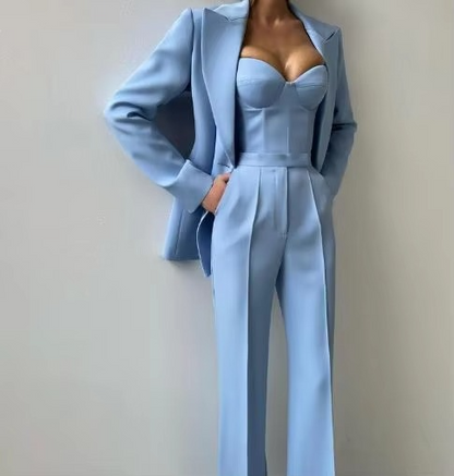 Isolde | Women's Flare Pants Blazer Set with Corset Top