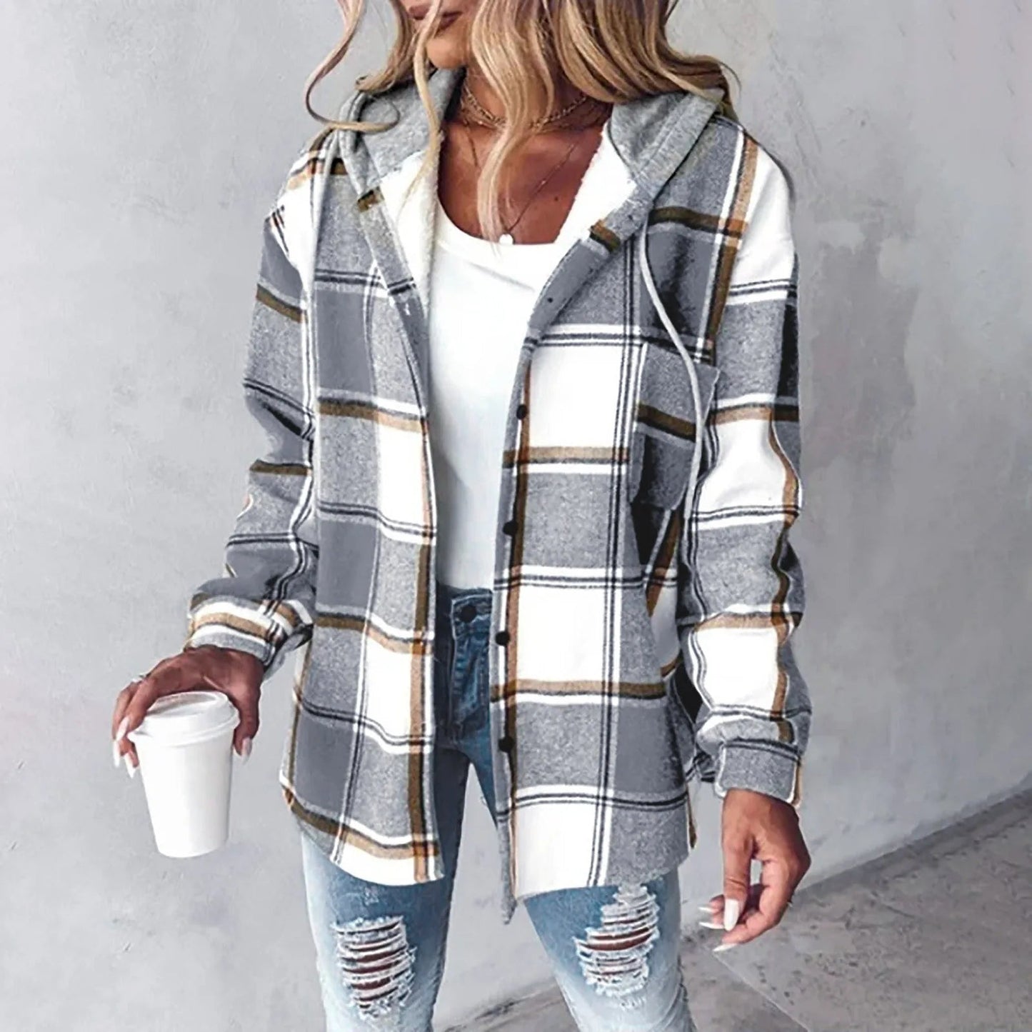 Mared™ | Checkered Lined Cardigan Women