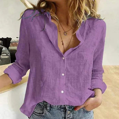 Lydia | Women's Button-Down Shirt Long Sleeve Bird Print Blouse